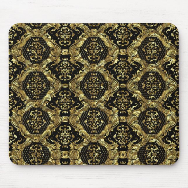 Tapis De Souris Noir & Or Ornat Baroque Design (Devant)