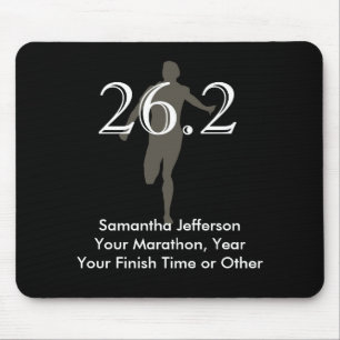 Tapis De Souris Noir personnalisé de souvenir du marathonien 26,2