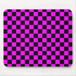 Tapis De Souris Noir + Pink Check À damiers Motif de tableau de bo