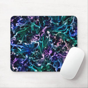 Tapis De Souris Noir rose Turquoise Cosmique Abstrait Fluide Nebul