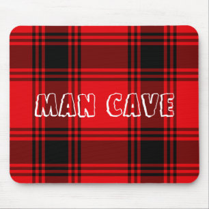 Tapis de souris noir rouge de caverne d'homme de