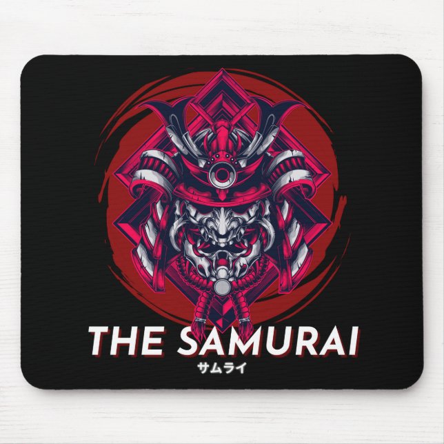 Tapis De Souris Noir rouge minimaliste Vintage Le Samurai Mousepad (Devant)