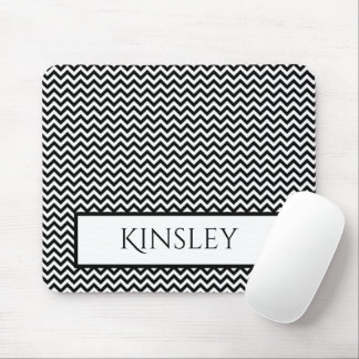 Tapis De Souris Noir simple Chevron personnalisé