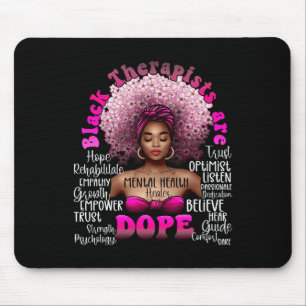 Tapis De Souris Noir Thérapiste Santé Mentale Santé Floral Afro B