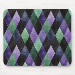 Tapis De Souris Noir Vert violet Forme de diamant Abstrait