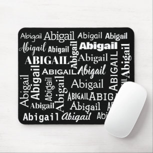 Tapis De Souris Nom ABIGAIL Blanc En Noir