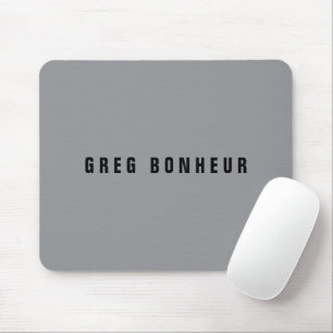 Tapis De Souris Nom au look moderne et élégant   Gris et Noir