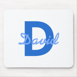 Tapis De Souris Nom Bleu & Monogramme