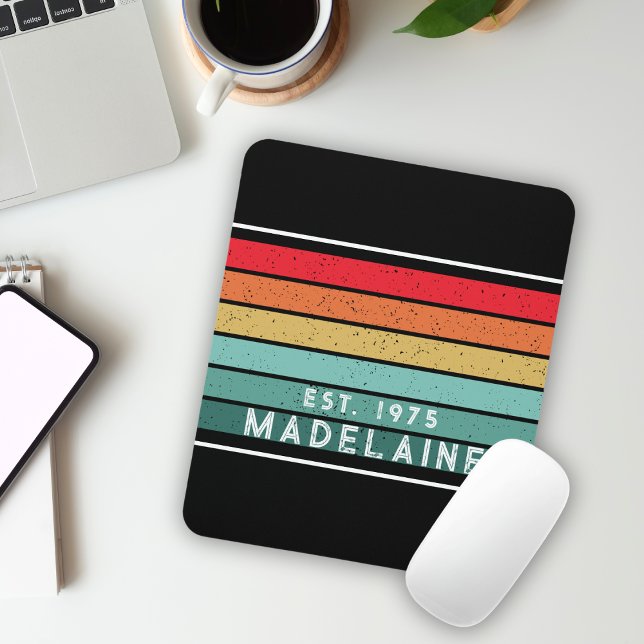 Tapis De Souris Nom Coloré Rétro Noir (Créateur téléchargé)