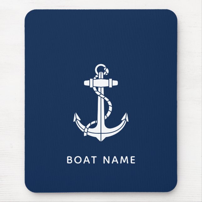 Tapis De Souris Nom de bateau moderne Ancre Équipage de voile pers (Devant)