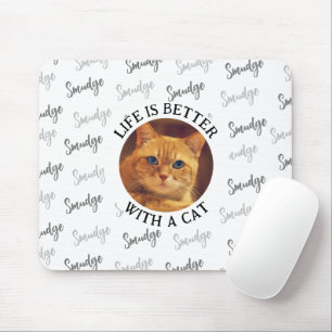 Tapis De Souris Nom de chat personnalisé Motif avec blanc photo