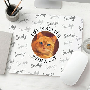 Tapis De Souris Nom de chat personnalisé Motif avec blanc photo