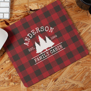 Tapis De Souris Nom de famille du cabine Red Buffalo Plaid