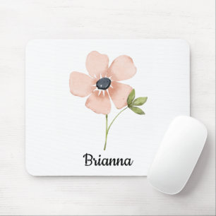 Tapis De Souris Nom de fleur aquarelle rose