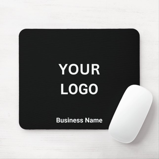 Tapis De Souris Nom de l'entreprise et logo noir (Avec souris)