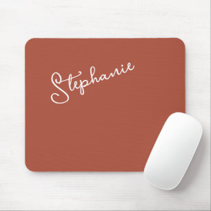 Tapis De Souris Nom de script minimaliste personnalisé Terracotta
