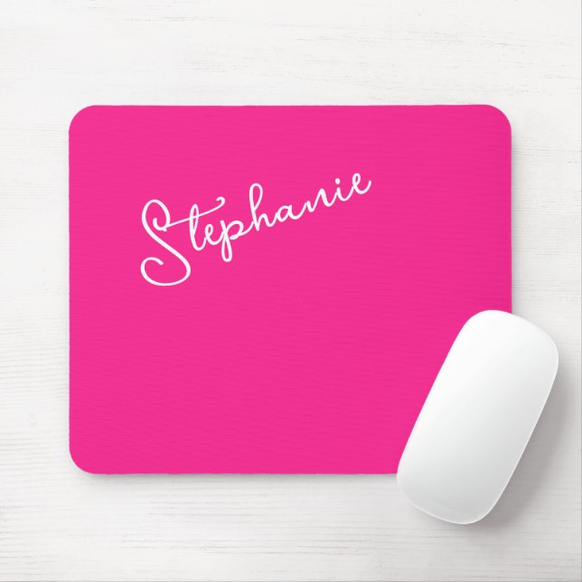 Tapis De Souris Nom de script personnalisé Stylé Rose Chaud Clair  (Avec souris)