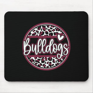 Tapis De Souris Nom d'esprit scolaire Leopard Bulldogs Nom de l'éq