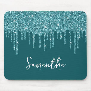 Tapis De Souris Nom du filtre de Parties scintillant turquoise de 