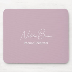 Tapis De Souris Nom du monogramme Blanc Pastel rose Décorateur int