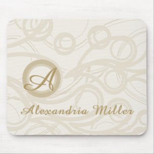 Tapis De Souris Nom du monogramme élégant Motif Linen Swirl
