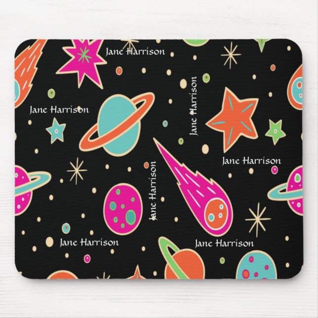 Tapis De Souris Nom du Motif de la fusée spatiale mignonne Personn (Devant)