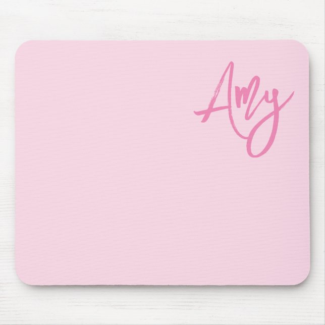 Tapis De Souris Nom écriture au pinceau pastel et rose (Devant)