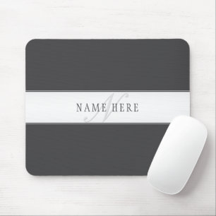 Tapis De Souris Nom élégant & monogramme Gris foncé & clair