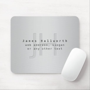 Tapis De Souris Nom et slogan éditable moderne Dégradé gris