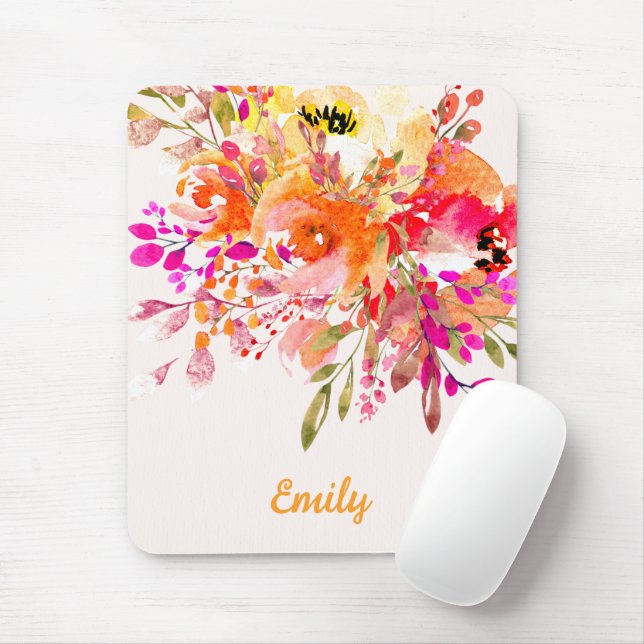 Tapis De Souris Nom floral romantique brillant (Avec souris)