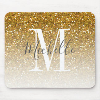 Tapis De Souris Nom Girly de monogramme d'étincelle d'Ombre de