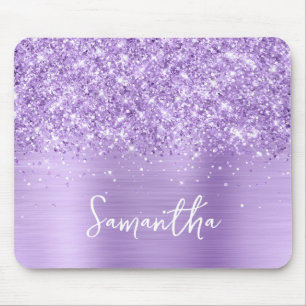 Tapis De Souris Nom Glam Lavande Pailleté