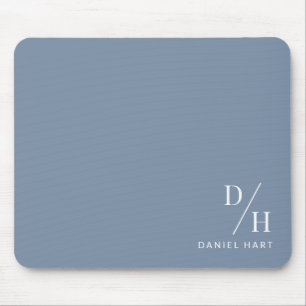 Tapis De Souris Nom Initial Minimaliste Personnalisé Bleu Poussiér