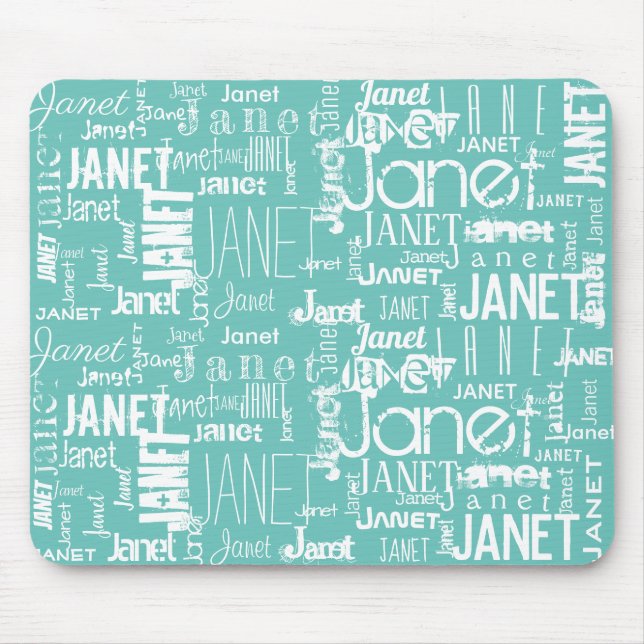 Tapis De Souris Nom Mint Green Word Cloud | Personnaliser (Devant)