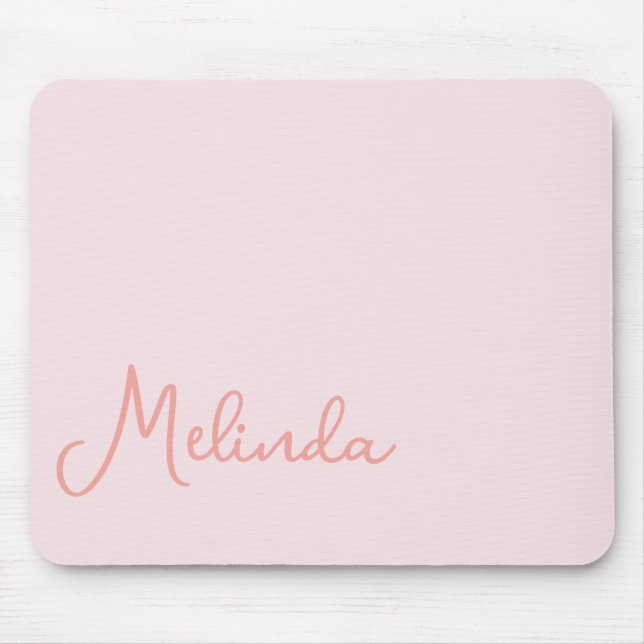 Tapis De Souris Nom moderne Chic Blush Pink Pad souris (Devant)