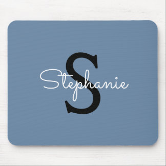 Tapis De Souris Nom Monogramme Bleu