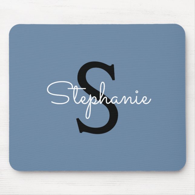 Tapis De Souris Nom Monogramme Bleu  (Devant)
