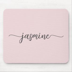 Tapis De Souris Nom monogrammé personnalisé rose pâle, simple et g