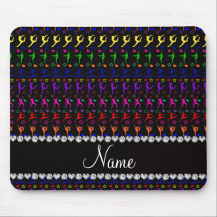 Tapis De Souris Nom noir arc-en-ciel gymnastique coeurs étoiles