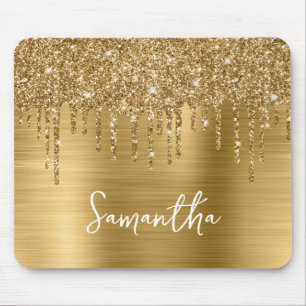 Tapis De Souris Nom Paillettes Dorées Brillantes