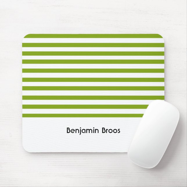 Tapis De Souris Nom personnalisé bandes vert et blanc (Avec souris)