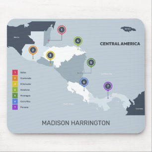 Tapis De Souris Nom personnalisé Carte Amérique centrale