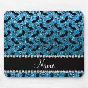 Tapis De Souris Nom personnalisé ciel bleu parties scintillant fan