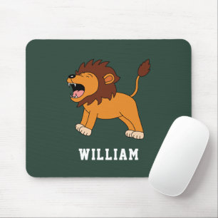 Tapis De Souris Nom Personnalisé Cute Lion Retour À L'École