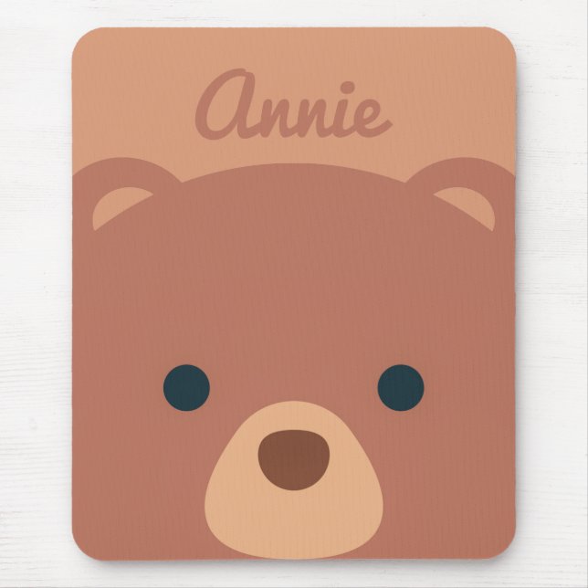Tapis De Souris Nom personnalisé de l'ours mignon Brown | Panier d (Devant)