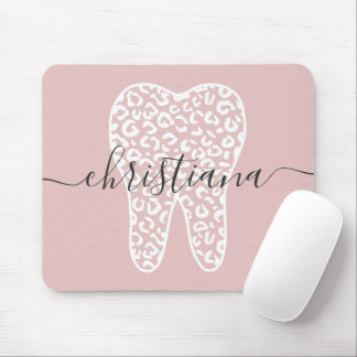 Tapis De Souris Nom personnalisé Dental Empreinte de léopard Tooth