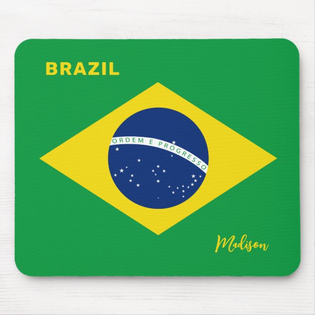 Tapis De Souris Nom personnalisé Drapeau du Brésil (Devant)