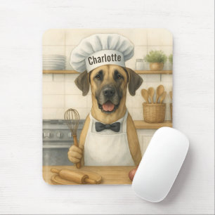 Tapis De Souris Nom personnalisé Drôle Grand Danois Chien Chef