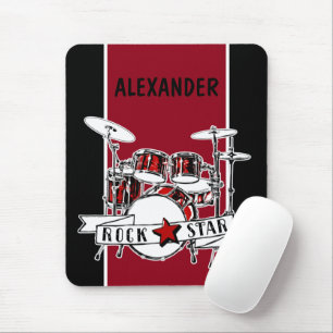 Tapis De Souris Nom personnalisé Drummer Kid Rock Star Drum Musici