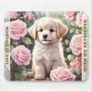 Tapis De Souris Nom personnalisé du chien Golden Retriever Chiot